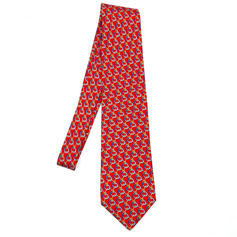 Gucci Tie Printed Silk Knotted Pattern Red Regular Width Neck Tie EUC One Size